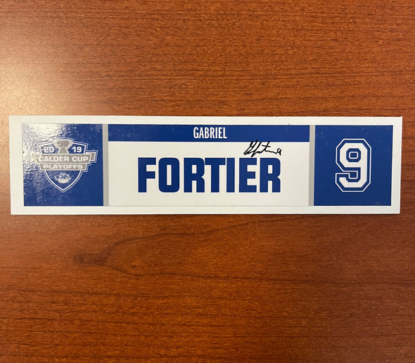 #9 Gabriel Fortier SIgned Home Nameplate - 2019 Calder Cup Playoffs