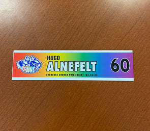 #60 Hugo Alnefelt Pride Night Nameplate - March 31, 2023