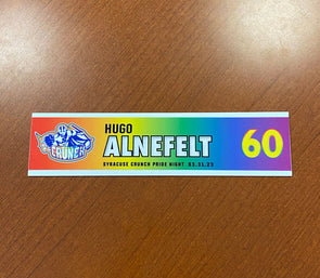 #60 Hugo Alnefelt Alternate Pride Night Nameplate - March 31, 2023