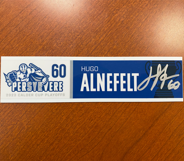 Autographed #60 Hugo Alnefelt Calder Cup Playoffs Nameplate - 2023