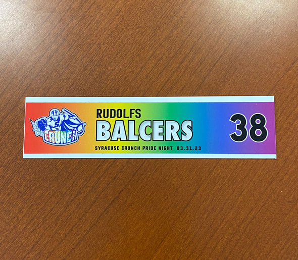 #38 Rudolfs Balcers Pride Night Nameplate - March 31, 2023
