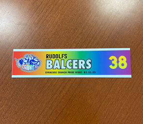 #38 Rudolfs Balcers Alternate Pride Night Nameplate - March 31, 2023