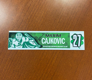 #27 Maxim Cajkovic Signed St. Patrick's Day Nameplate - March 11, 2023