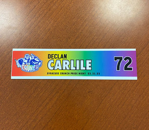 #72 Declan Carlile Pride Night Nameplate - March 31, 2023