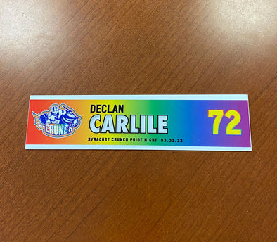 #72 Declan Carlile Alternate Pride Night Nameplate - March 31, 2023