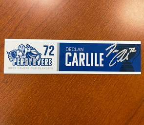 Autographed #72 Declan Carlile Calder Cup Playoffs Nameplate - 2023