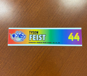 #44 Tyson Feist Alternate Pride Night Nameplate - March 31, 2023