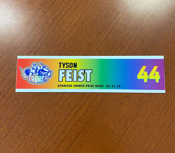#44 Tyson Feist Alternate Pride Night Nameplate - March 31, 2023