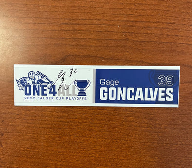 Autographed #39 Gage Goncalves Calder Cup Playoffs Nameplate - 2021-22