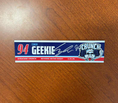 Signed #94 Conor Geekie Reverse Retro Nameplate - March 22, 2025
