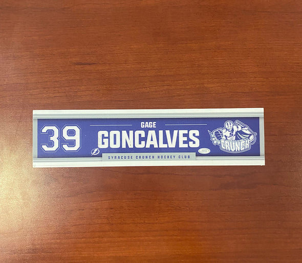 #39 Gage Goncalves a Away Nameplate