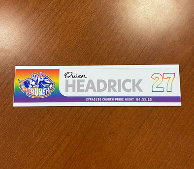 #27 Owen Headrick Pride Night Nameplate - April 23, 2022