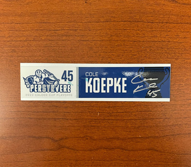 Autographed #45 Cole Koepke Calder Cup Playoffs Nameplate - 2023