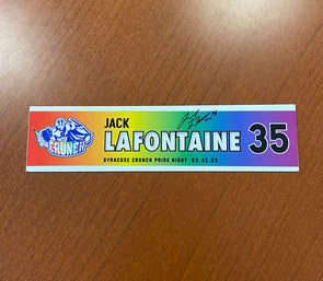 #35 Jack LaFontaine Signed Pride Night Nameplate - March 31, 2023