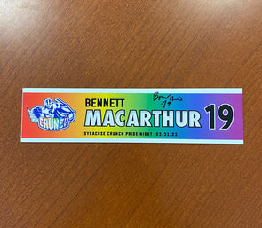 #19 Bennett MacArthur Signed Pride Night Nameplate - March 31, 2023