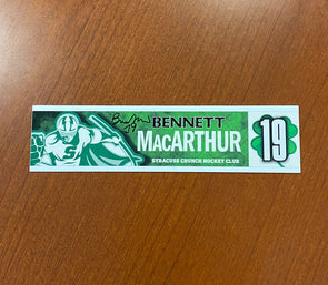 #19 Bennett MacArthur Signed St. Patrick's Day Nameplate - March 11, 2023