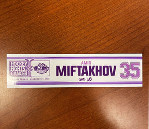 #35 Amir Miftakhov Hockey Fights Cancer Nameplate - November 27, 2021