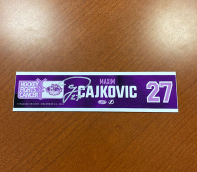 #27 Maxim Cajkovic Hockey Fights Cancer Nameplate - December 16, 2022