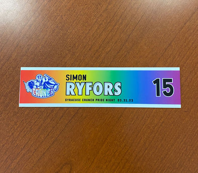 #15 Simon Ryfors Pride Night Nameplate - March 31, 2023