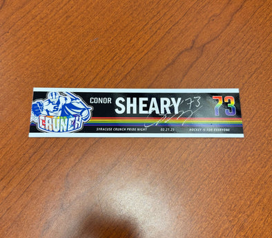 Signed #73 Conor Sheary Pride Nameplate - February 21, 2025