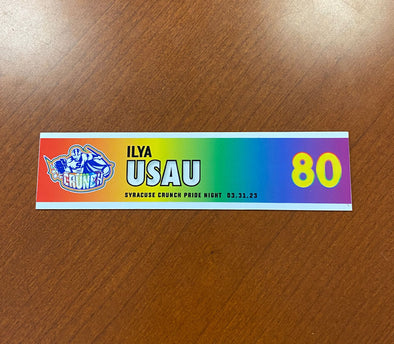#80 Ilya Usau Alternate Pride Night Nameplate - March 31, 2023