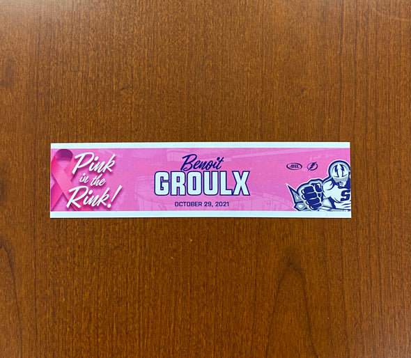 HEAD COACH BENOIT GROULX PINK IN THE RINK NAMEPLATE - OCTOBER 29, 2021