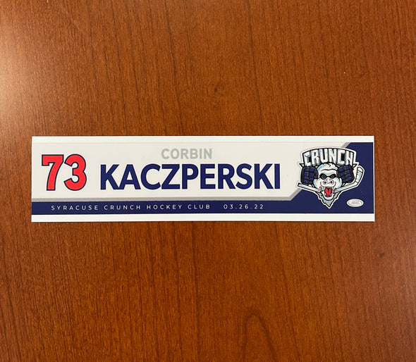 #73 Corbin Kaczperski Reverse Retro Nameplate - March 23 & 26, 2022