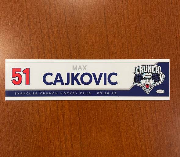 #51 Max Cajkovic Reverse Retro Nameplate - March 23 & 26, 2022