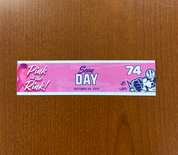 #74 SEAN DAY PINK IN THE RINK NAMEPLATE - OCTOBER 29, 2021