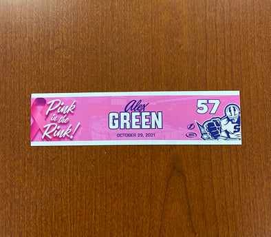 #57 ALEX GREEN PINK IN THE RINK NAMEPLATE - OCTOBER 29, 2021