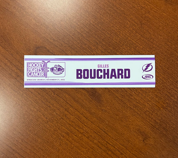 Assistant Coach Gilles Bouchard Hockey Fights Cancer Nameplate - November 27, 2021