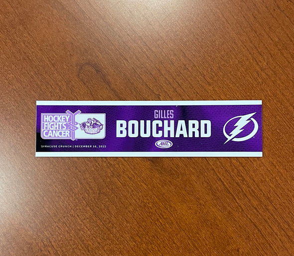 Assistant Coach Gilles Bouchard Hockey Fights Cancer Nameplate - December 16, 2022