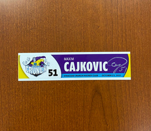 AUTOGRAPHED #51 Maxim Cajkovic Opening Night Nameplate - October 23, 2021