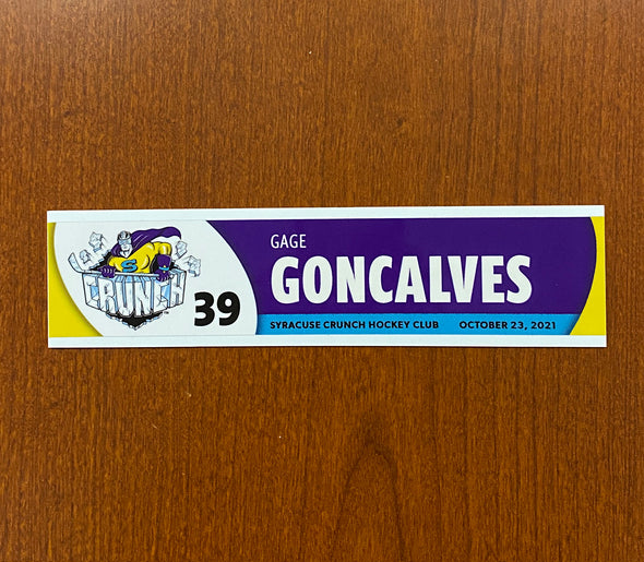 #39 Gage Goncalves Opening Night Nameplate - October 23, 2021