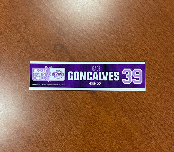 #39 Gage Goncalves Hockey Fights Cancer Nameplate - December 16, 2022