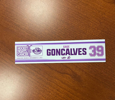 #39 Gage Goncalves Hockey Fights Cancer Nameplate - November 27, 2021