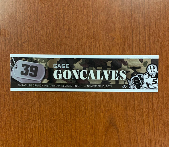 #39 Gage Goncalves Military Appreciation Night Nameplate - November 10, 2021