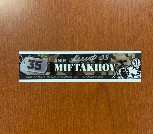 Autographed #35 Amir Miftakhov Military Appreciation Nameplate - November 10, 2021