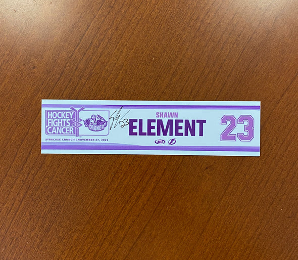 Autographed #23 Shawn Element Hockey Fights Cancer Nameplate - November 27, 2021