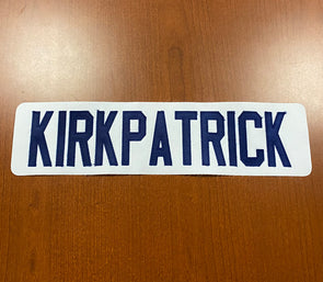 #36 Michael Kirkpatrick White Name Bar