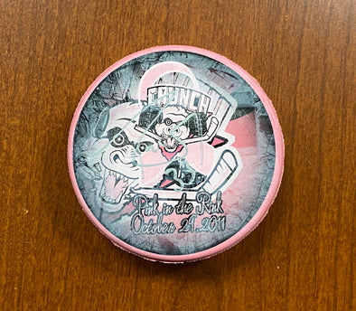 #33 Bryan Rodney Autographed Pink in the Rink Souvenir Puck - 2011-12