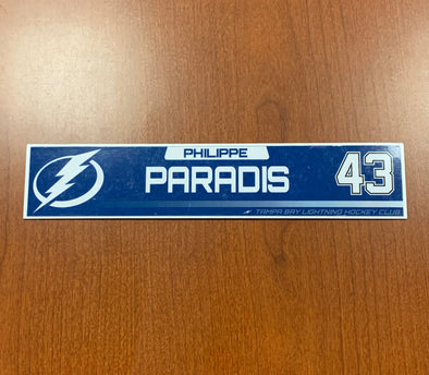 #43 Philippe Paradis Tampa Bay Lightning Nameplate
