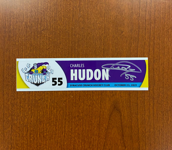 AUTOGRAPHED #55 CHARLES HUDON OPENING NIGHT NAMEPLATE - OCTOBER 23, 2021