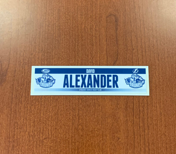Goaltending & Video Coach David Alexander Home Nameplate