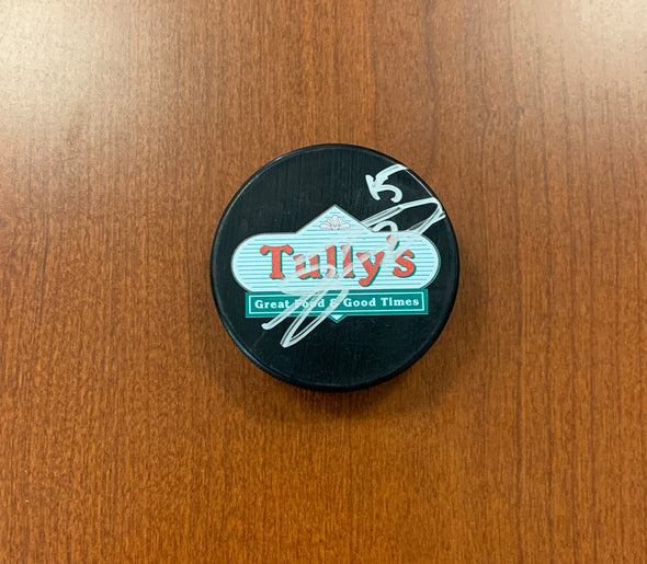#15 Jimmy Huntington AUTOGRAPHED Tully's Puck - 2019-20