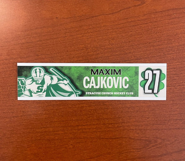 #27 Maxim Cajkovic St. Patrick's Day Nameplate - March 11, 2023