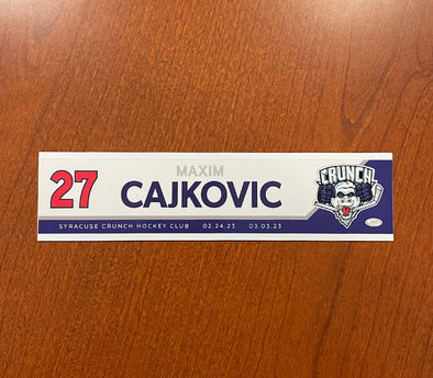 #27 Maxim Cajkovic Reverse Retro Nameplate - 2022-23 Season