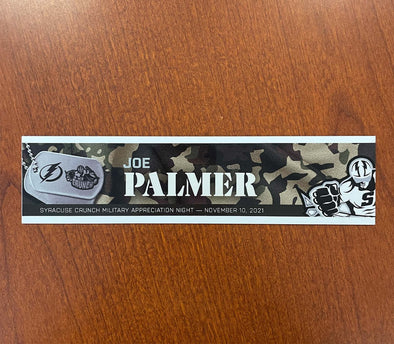 Goaltending Coach Joe Palmer Military Appreciation Nameplate - November 10, 2021