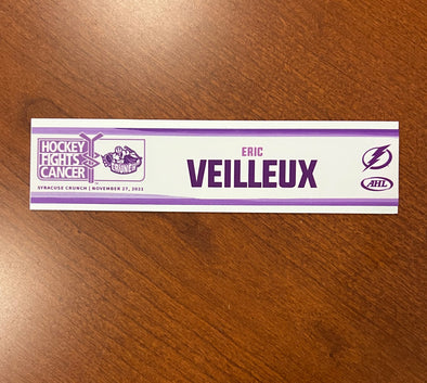 Assistant Coach Eric Veilleux Hockey Fights Cancer Nameplate - November 27, 2021