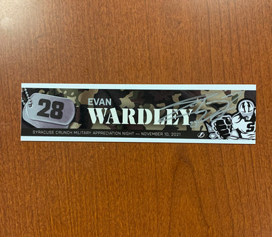 Autographed #28 Evan Wardley Military Appreciation Nameplate - November 10, 2021